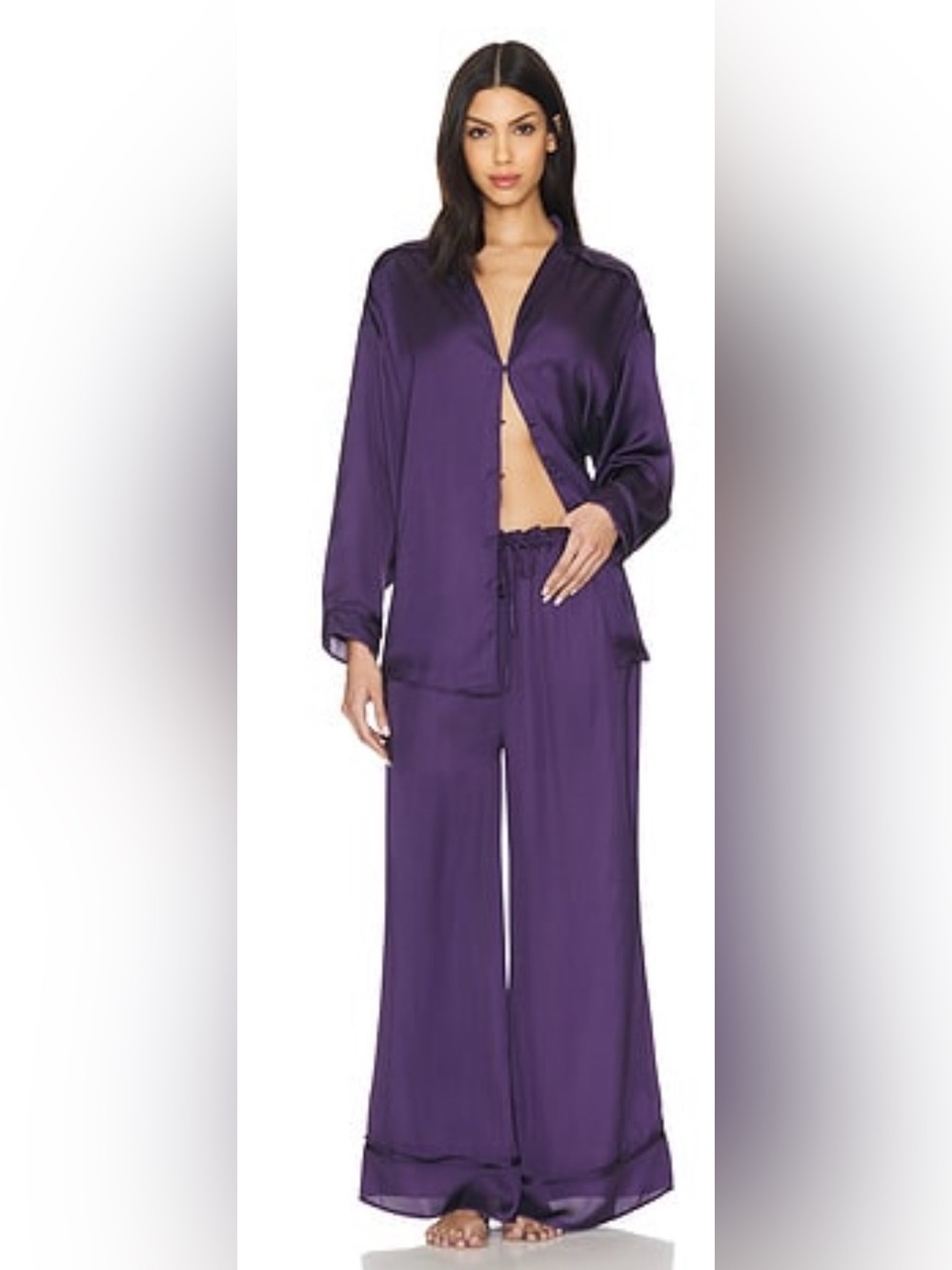 Free People Intimately Deep Purple Satin Pajama Set